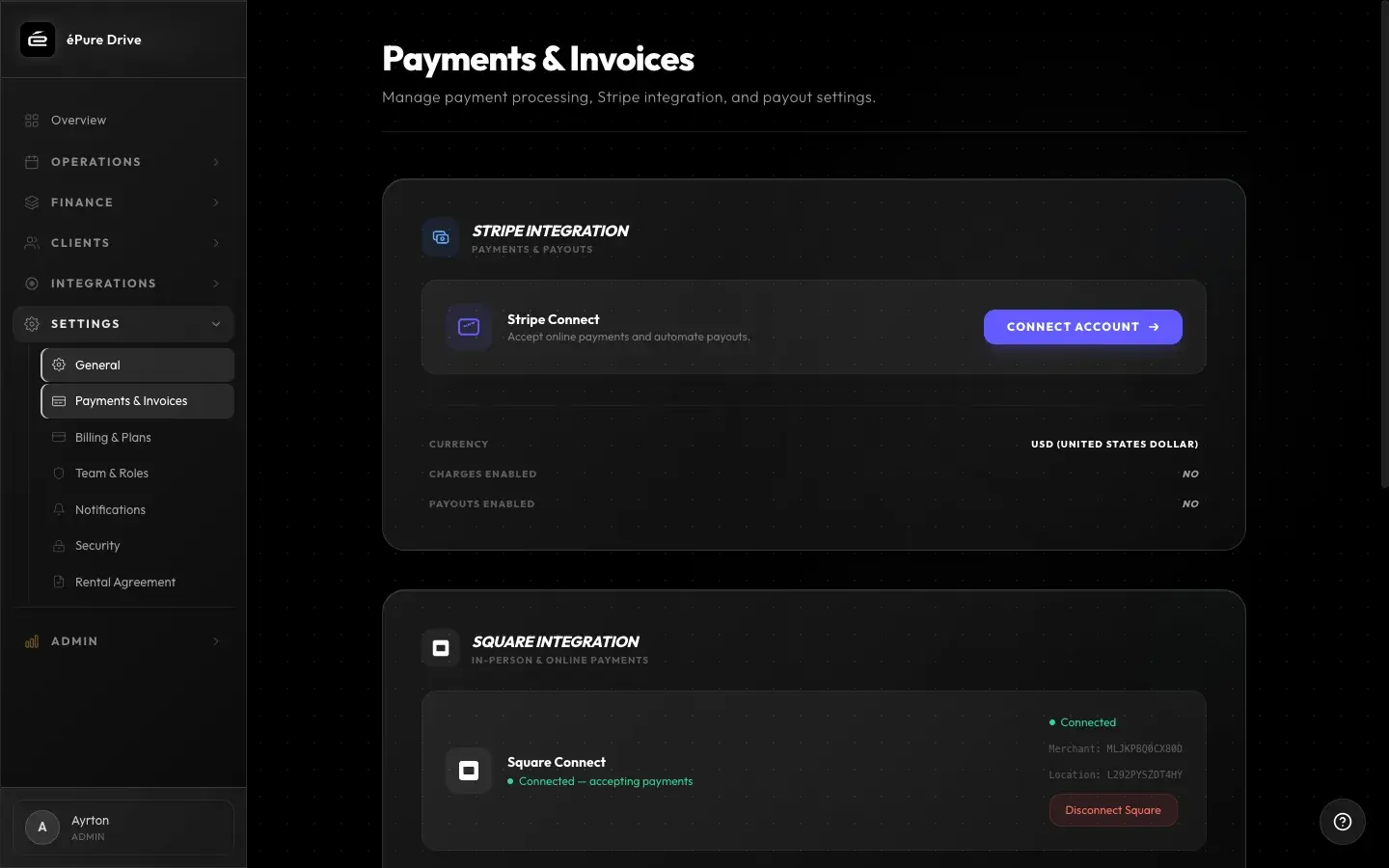 Payment processing and transactions